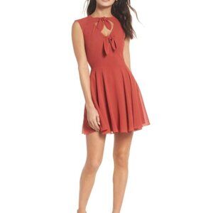 Ali & Jay Tie Front Minidress in Rust, Size Medium